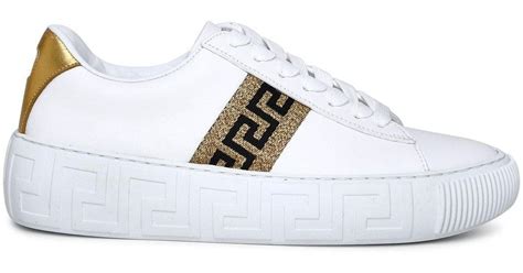 versace white leather gold tip|Versace Greca Leather Sneaker White Gold (Women's).